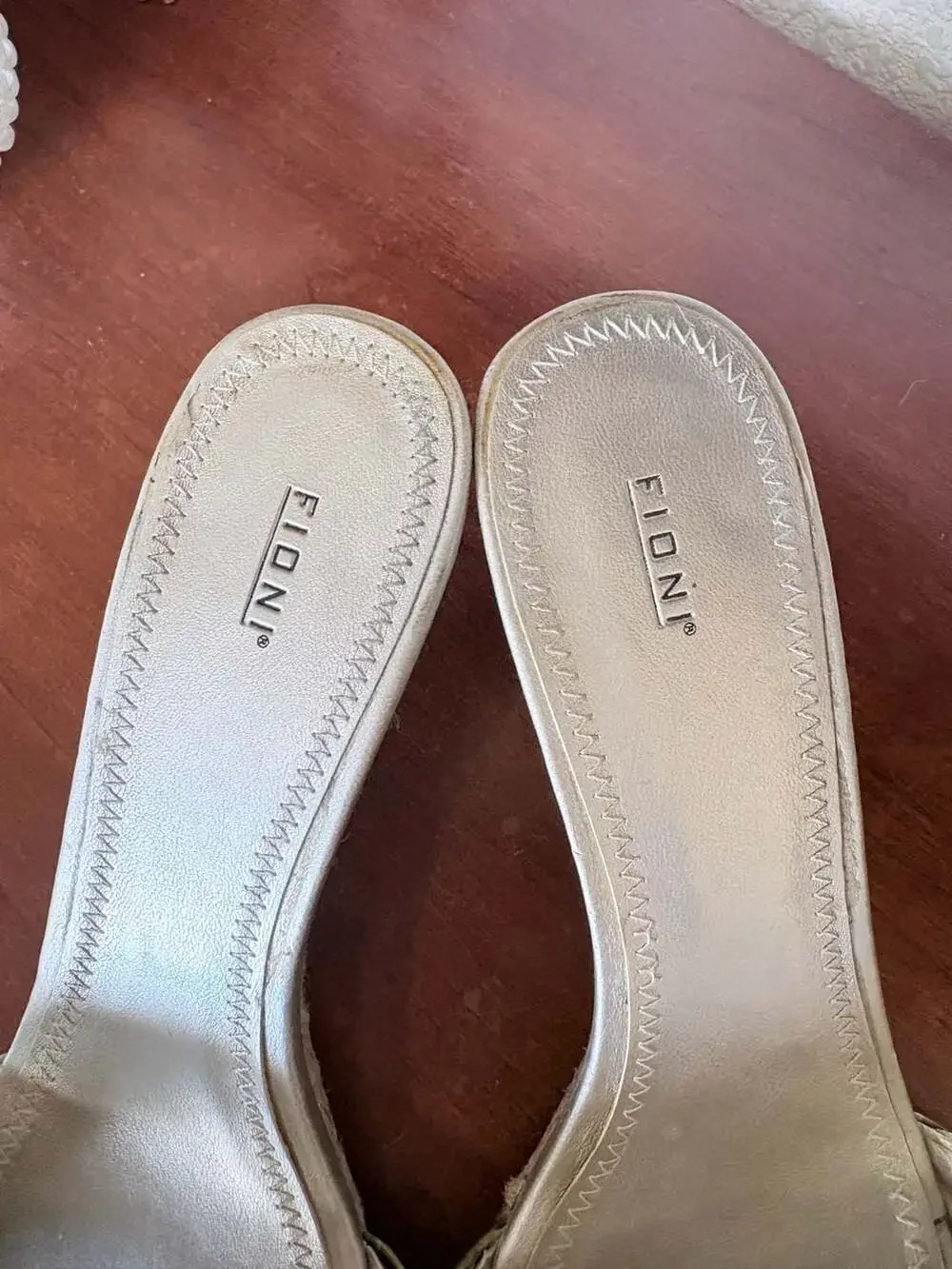 Fioni Gold Braided Wedge Sandals Mules